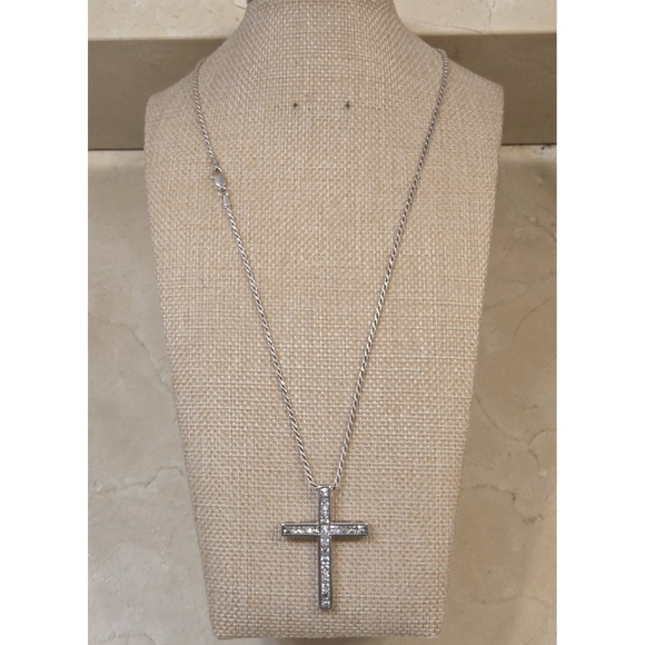 The Unbranded Brand Jewelry - Large‎ Vintage Sterling Silver Cross CZ Sterling 20" Italian Rope Chain 925